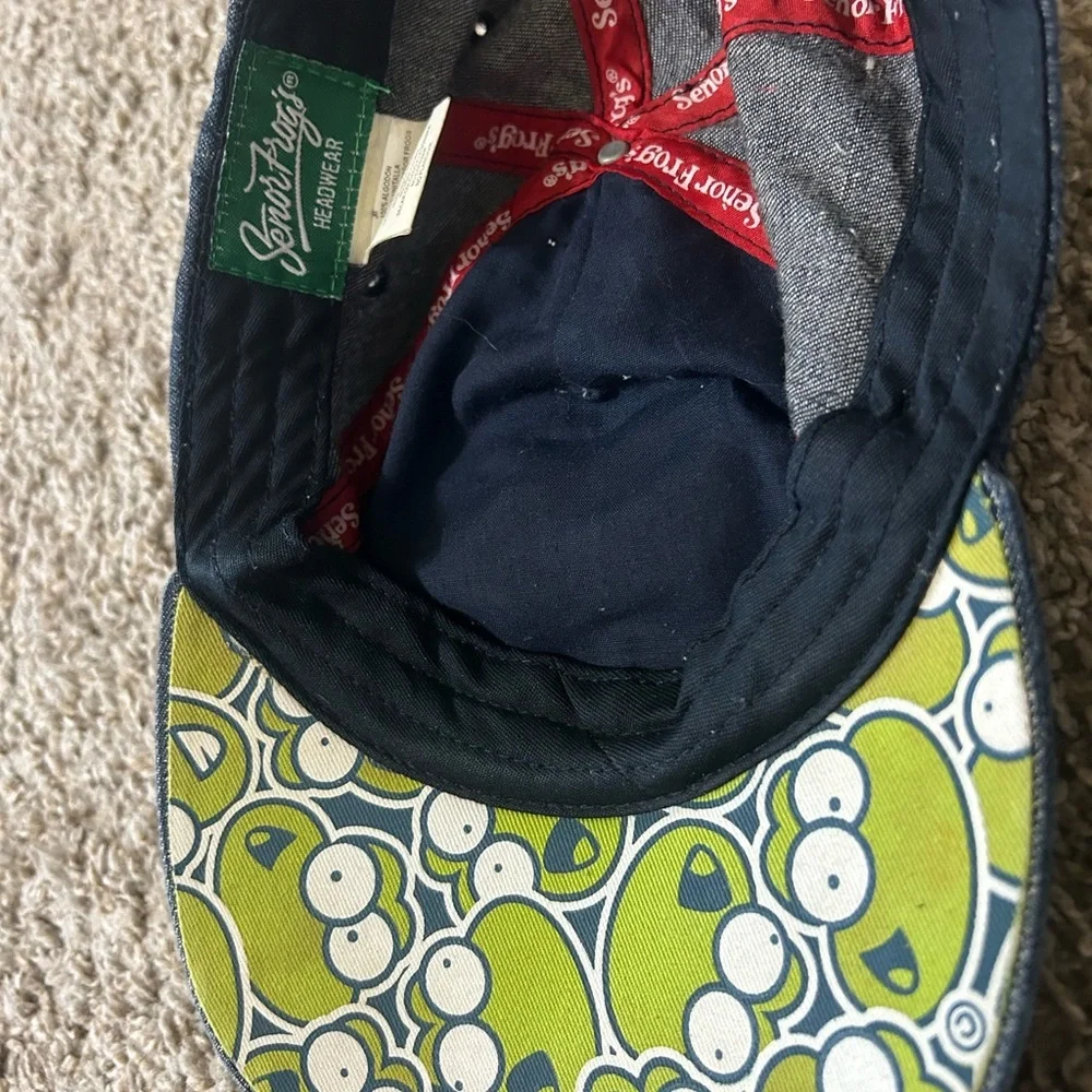 Señor Frog's Navy Hat Lime Frog Patch Mexico Headwear Adjustable Men's Cap Red